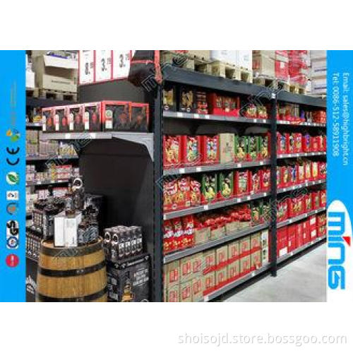Heavy Duty Black Supermarket Display Shelves Solid Panel ,